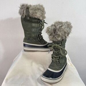 Sorel Joan of Arctic tall green winter boots sz 6 suede leather water resistant